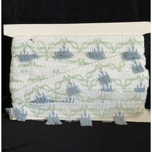 Vintage Sewing Flat Trim White Blue Green 1.5”W Bulk 30+ Yards Boho Lot READ